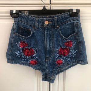 H&M Coachella embroidered denim shorts